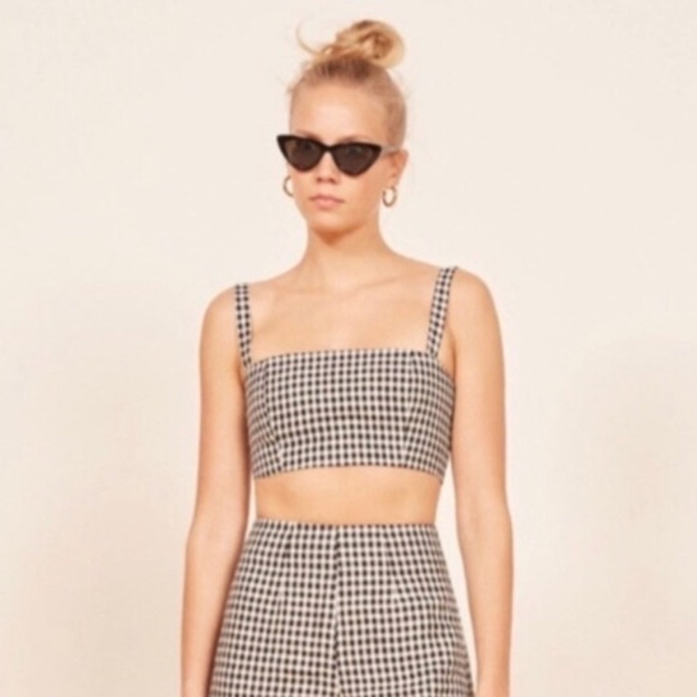 Reformation Gingham Atlas Top, size 12